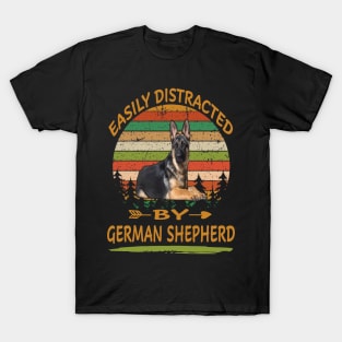 Easily Distracted By German Shepherd Vintage T-Shirt